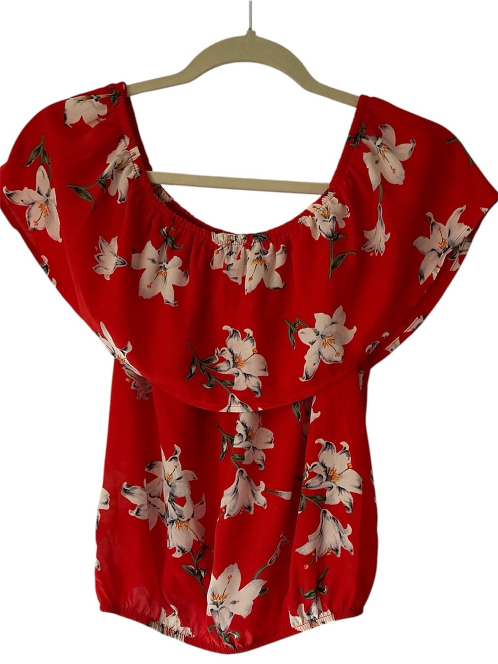 Sienna Sky Red Floral Off-Shoulder Tunic